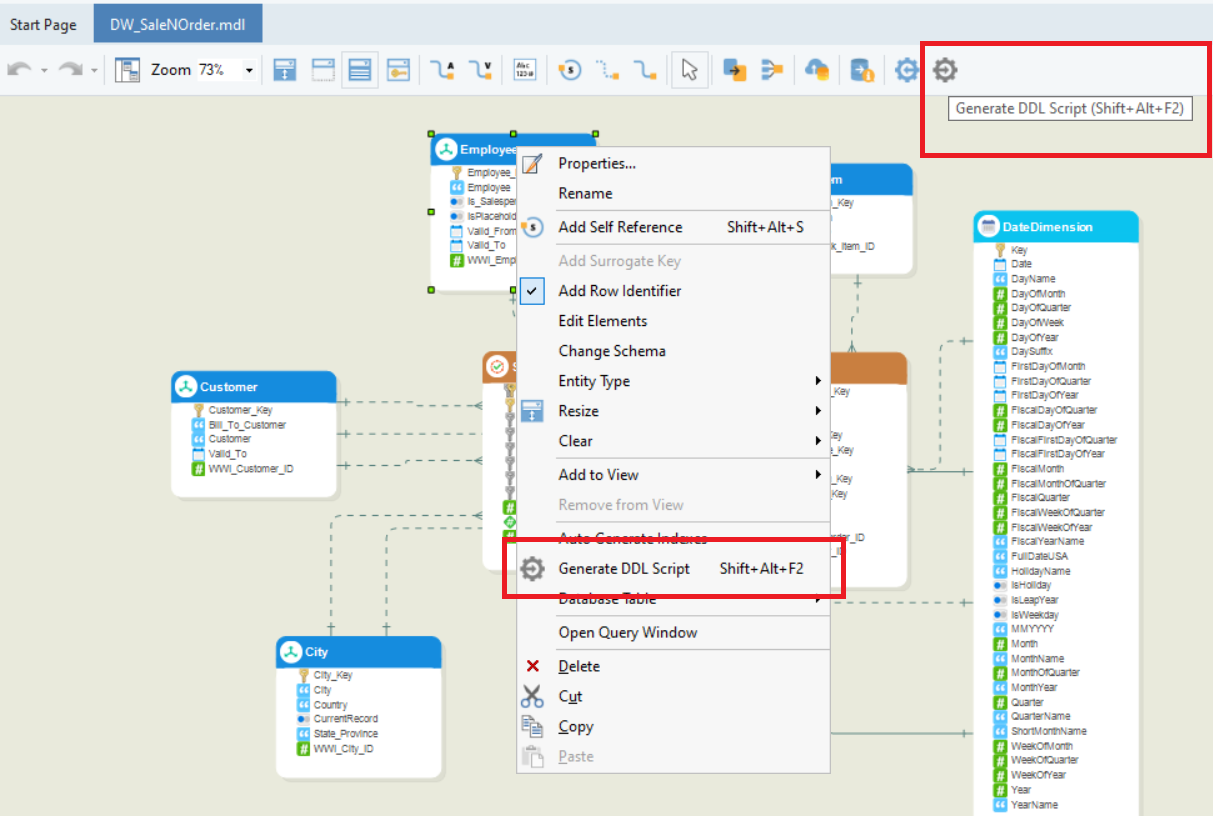 Generate DDL Script option for forward engineering 