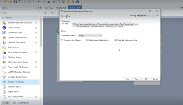 Parquet to CSV: compression options in Astera
