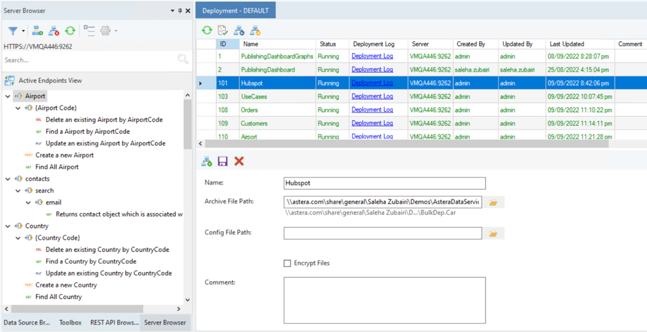 Api server browser