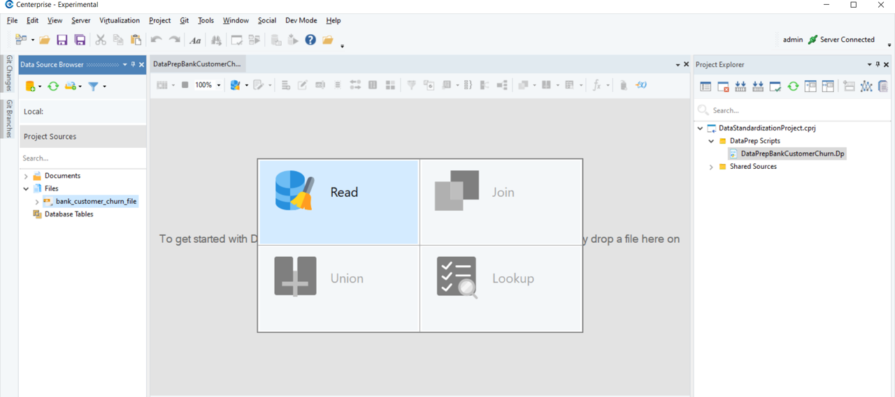 Data standardization start in Data Prep