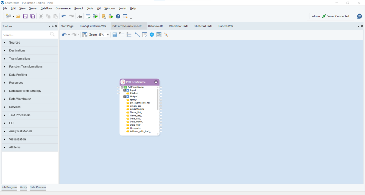 Configure pdf form source