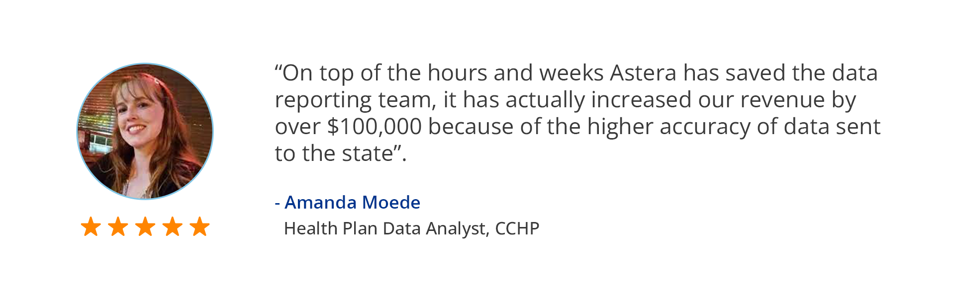 A client testimonial for Astera.