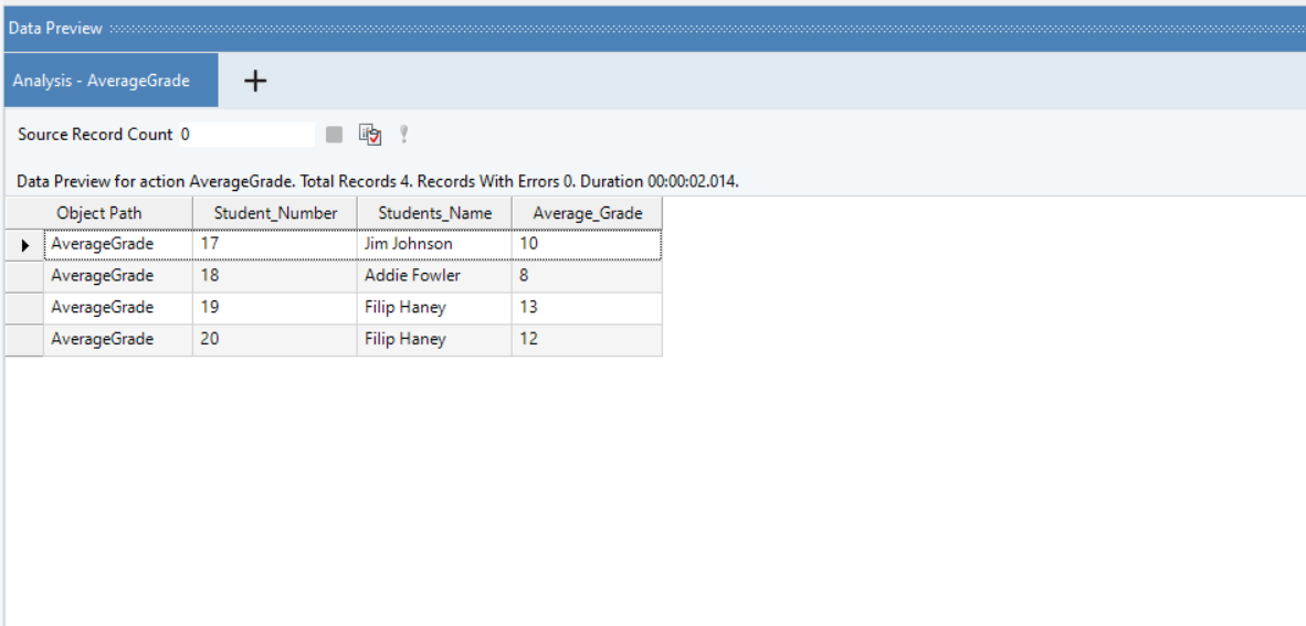 Data preview in Astera.