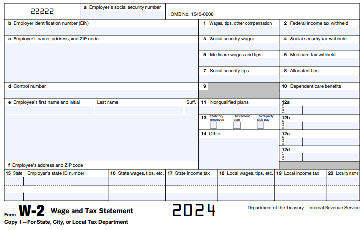 A W2 form.