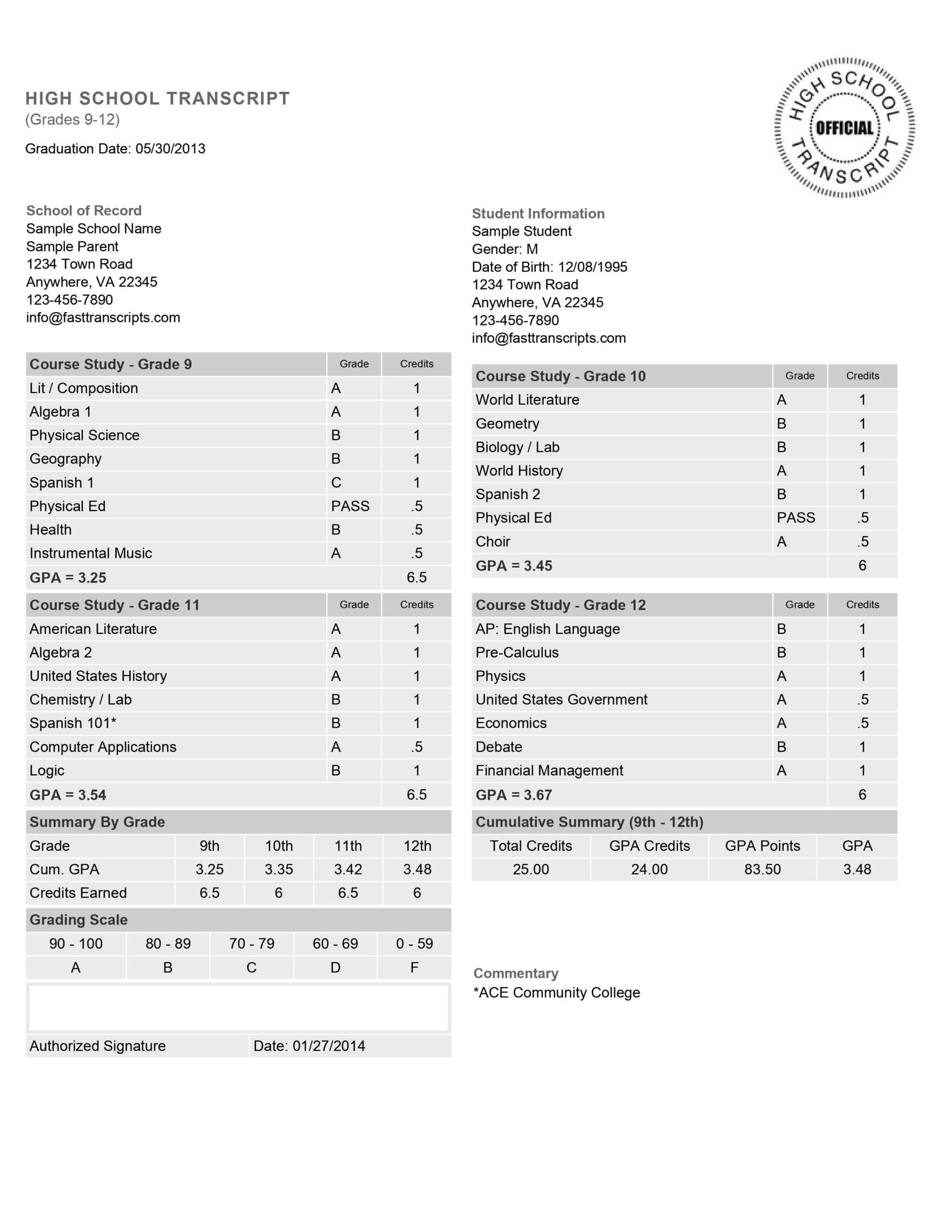 A sample transcript