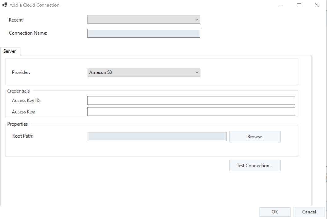 Setting up a cloud connection in Astera