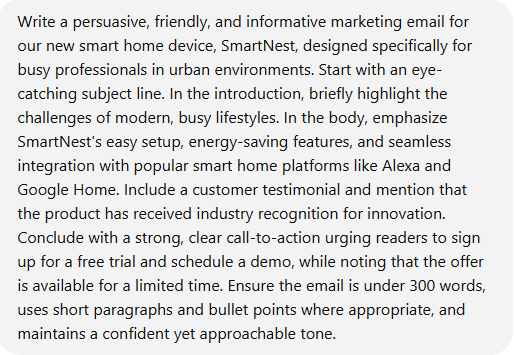 An example of a specific AI prompt